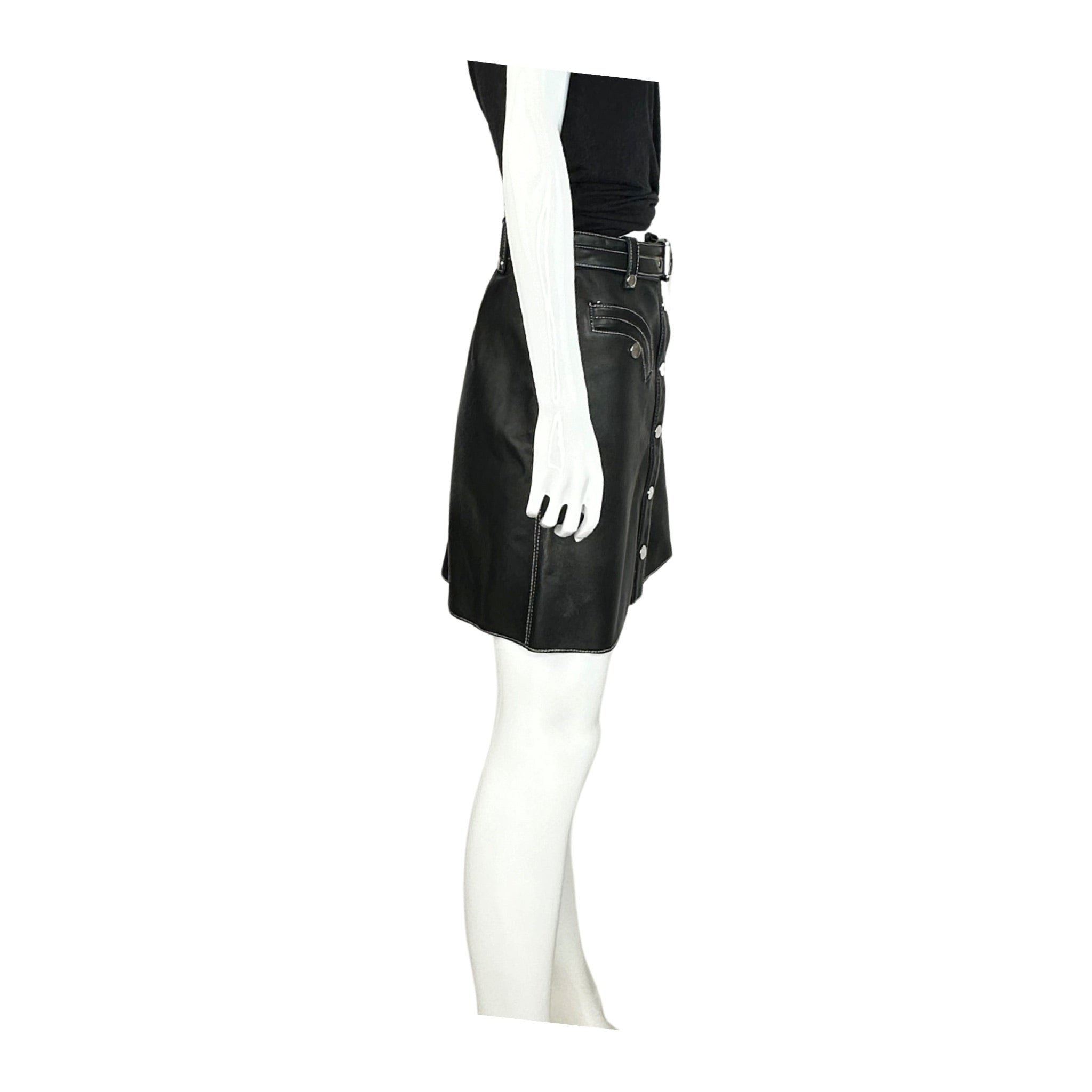 Maje Janaille Leather Belted Mini Skirt