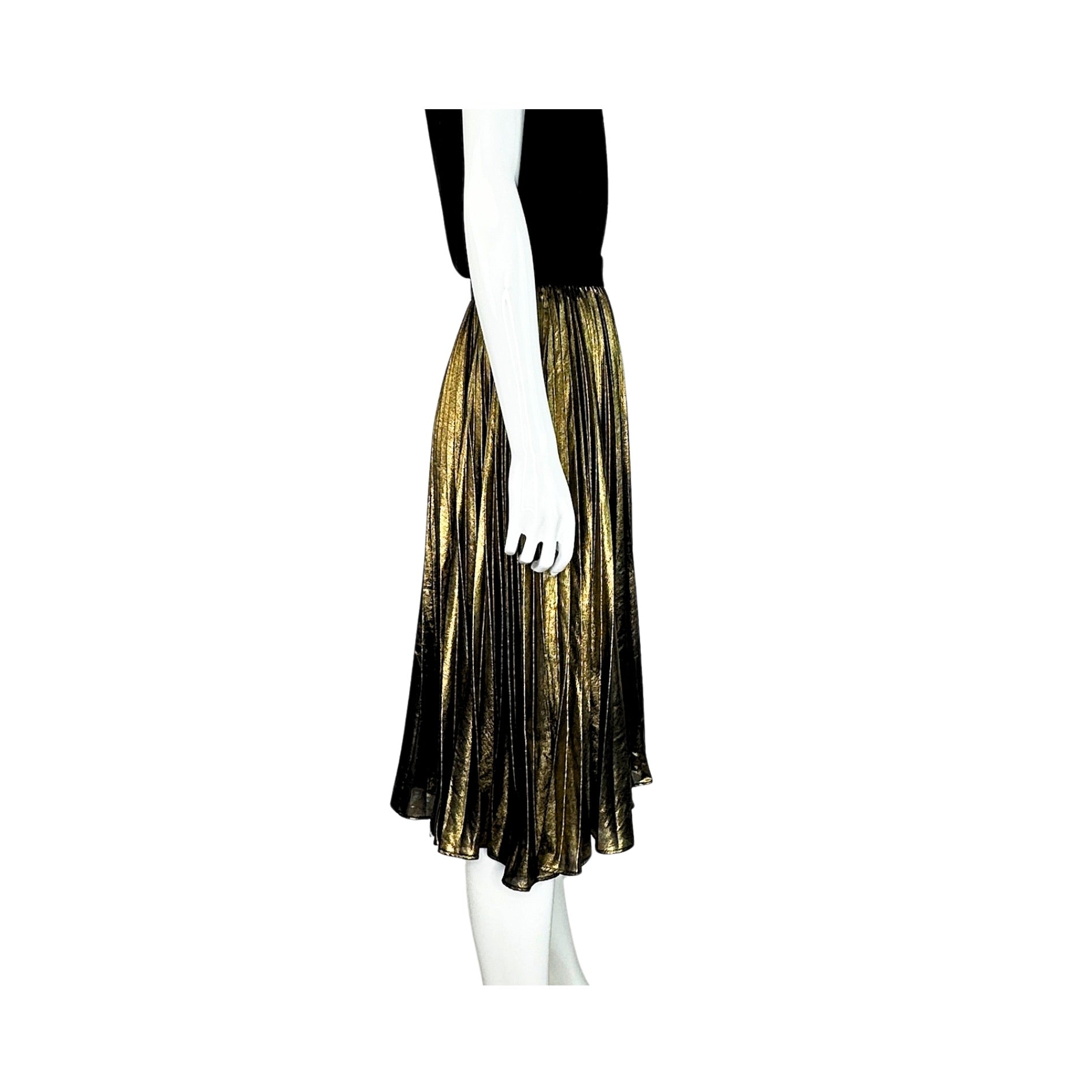 BCBG MAXAZRIA Metallic Pleated Midi Skirt